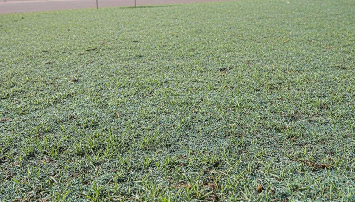 New hydroseed lawn germination with lush green grass growth in Littleton, CO by Chop Chop Landscaping
