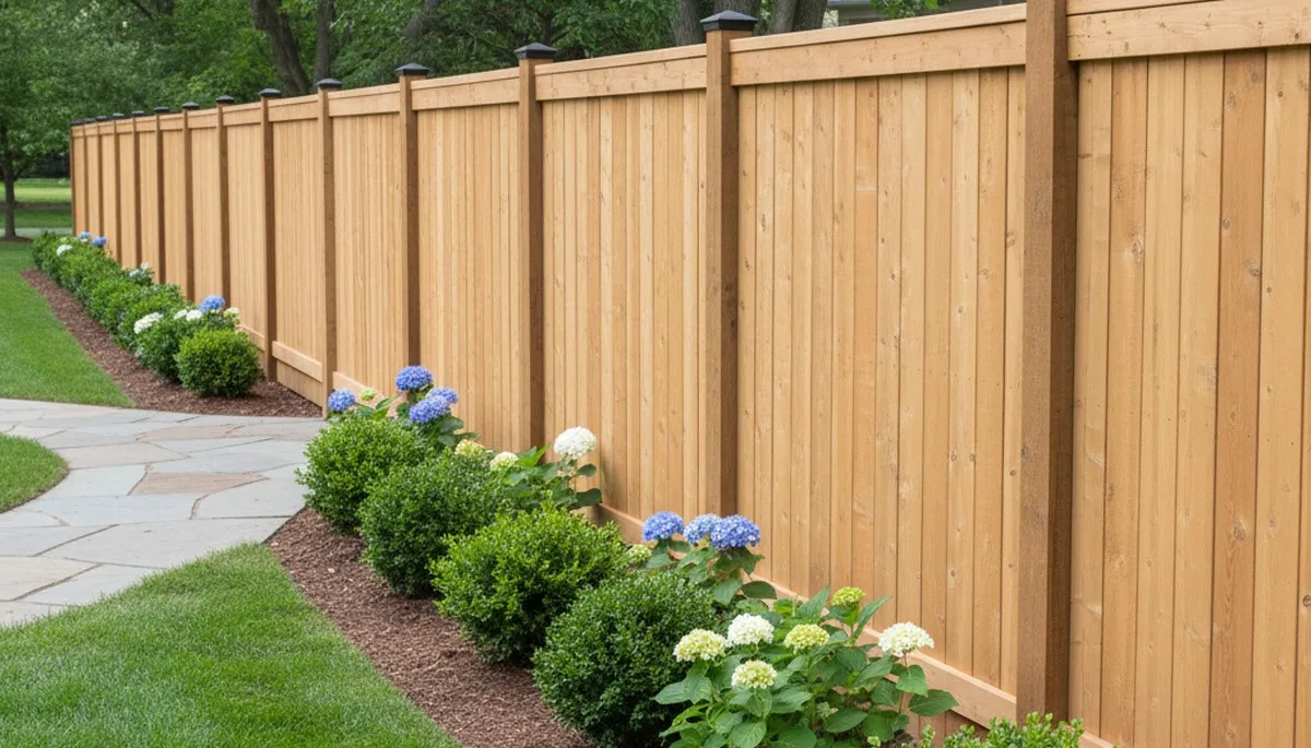 White wooden privacy fence installation by Chop Chop Landscaping in Littleton, CO residential yard